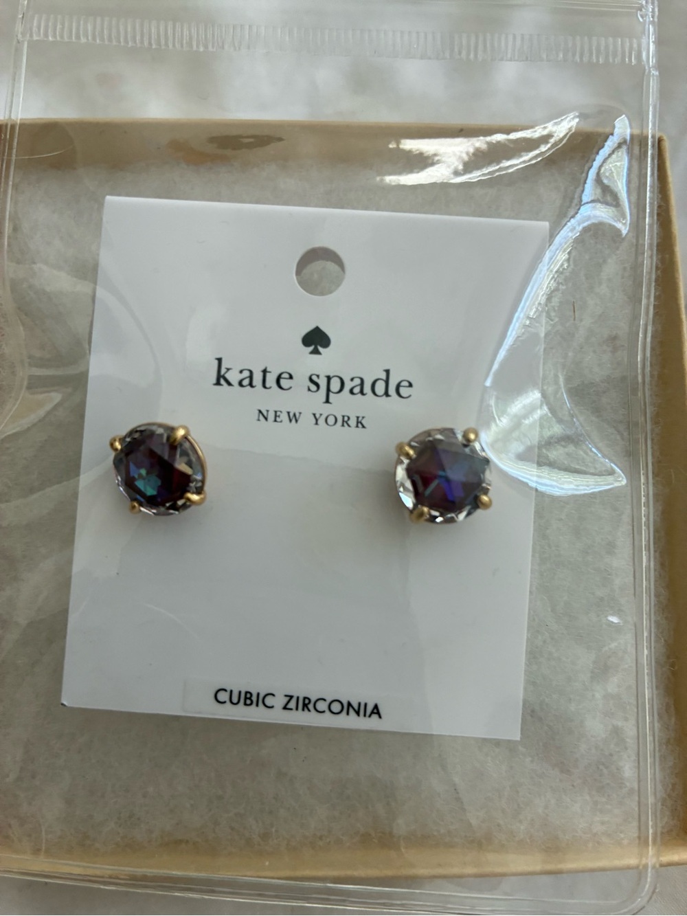 kate spade iridescent multicolor crystal stud earrings - gold